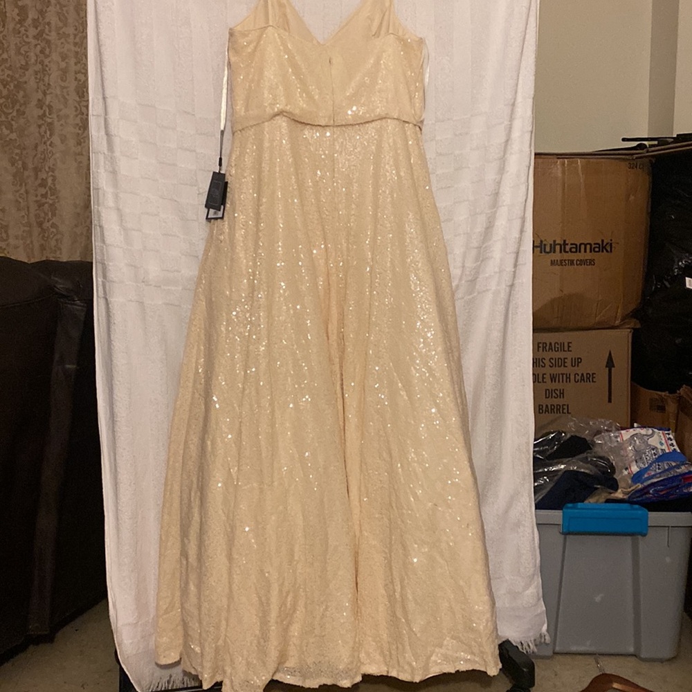 Irene by Mac duggal beautiful ball gown cream color size 12 very delicate fabric